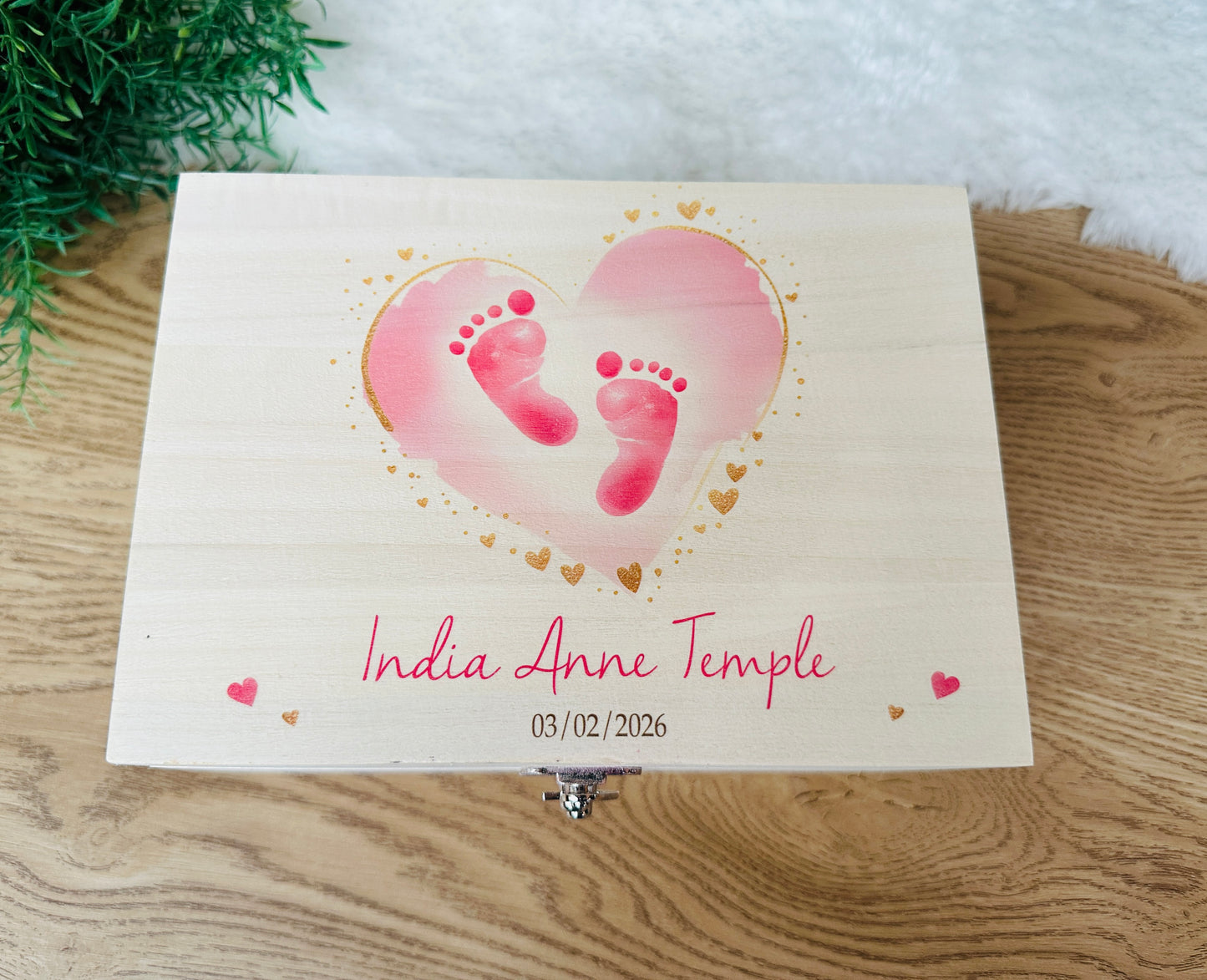 Baby footprint keepsake box