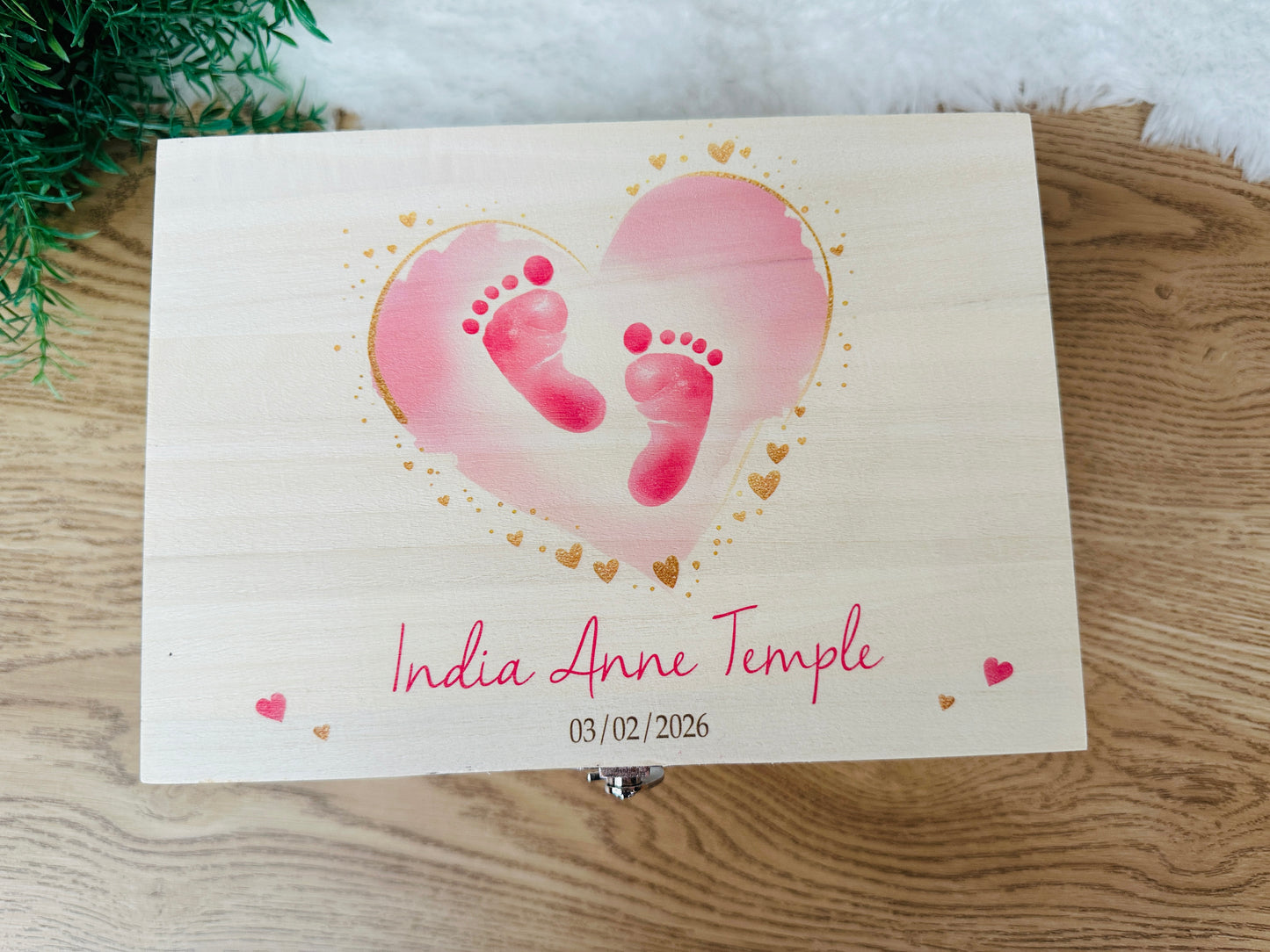 Baby footprint keepsake box