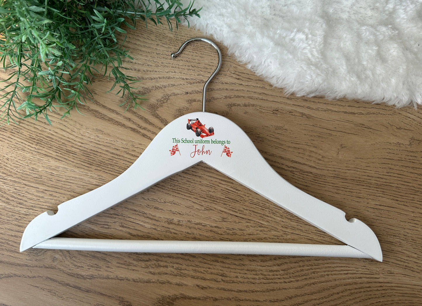 Race car school uniform hanger