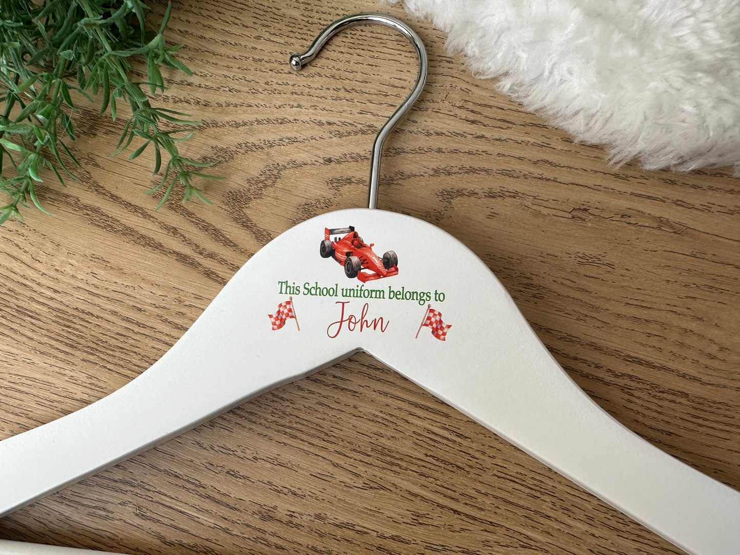 Race car school uniform hanger