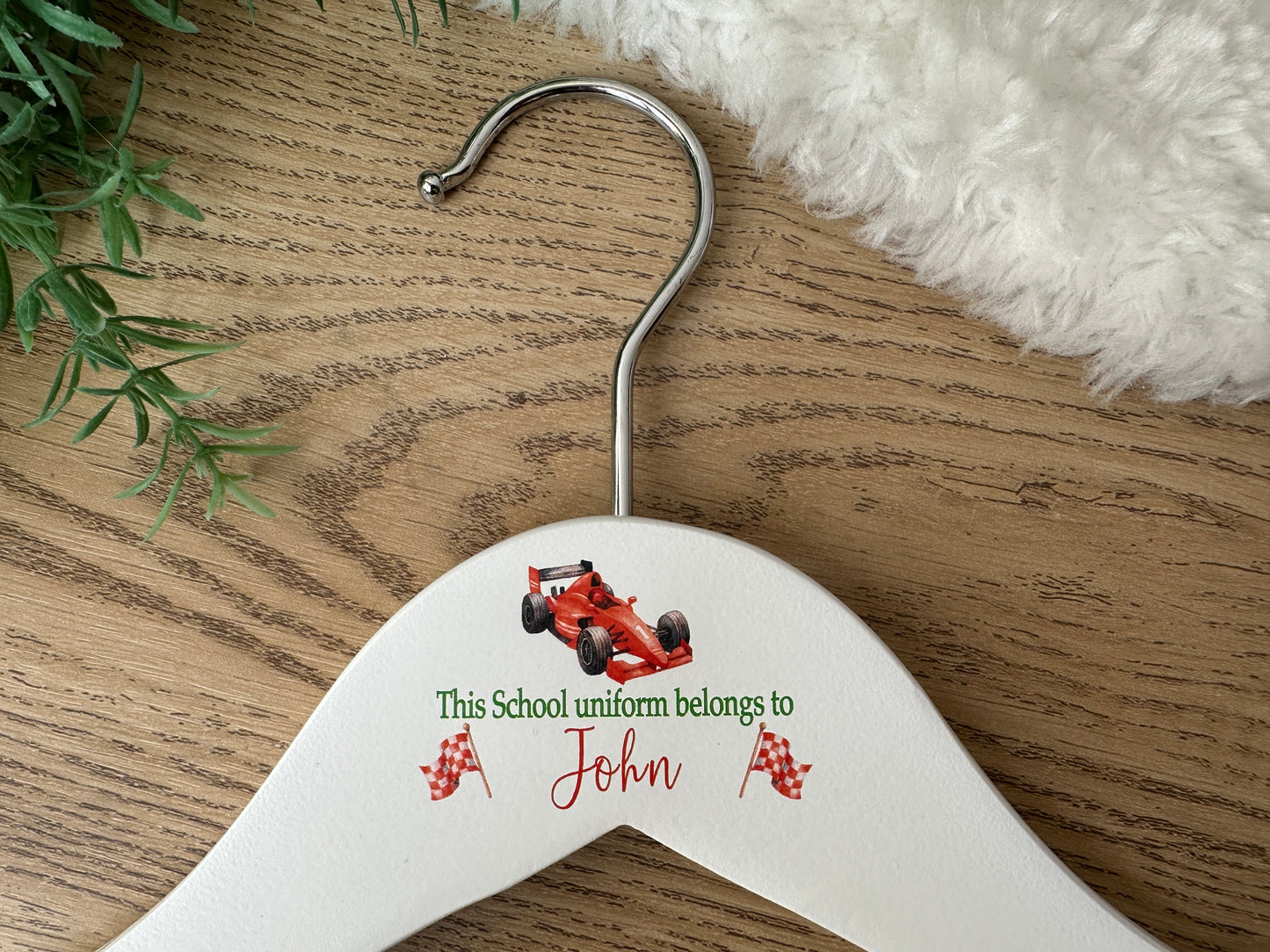 Race car school uniform hanger