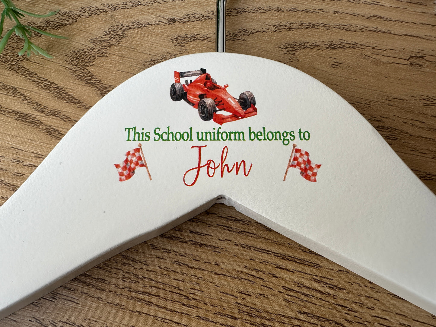 Race car school uniform hanger