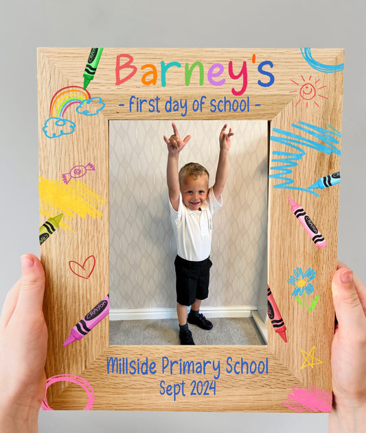 First Day of School crayons photo frame