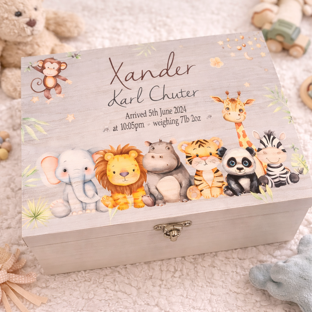 Safari animals keepsake box