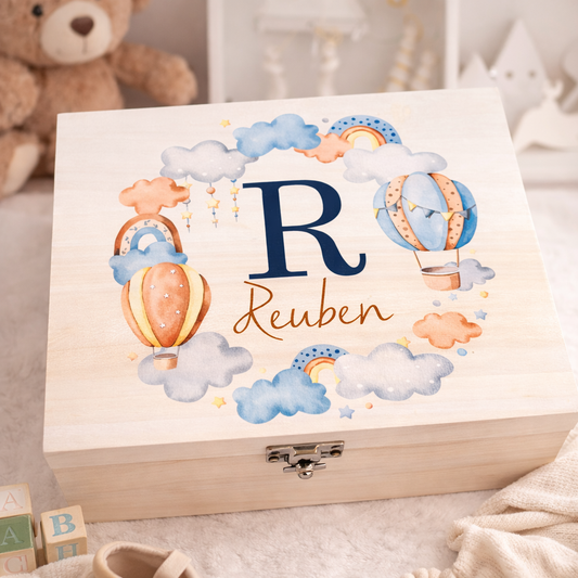 Hot air balloon wreath keepsake box