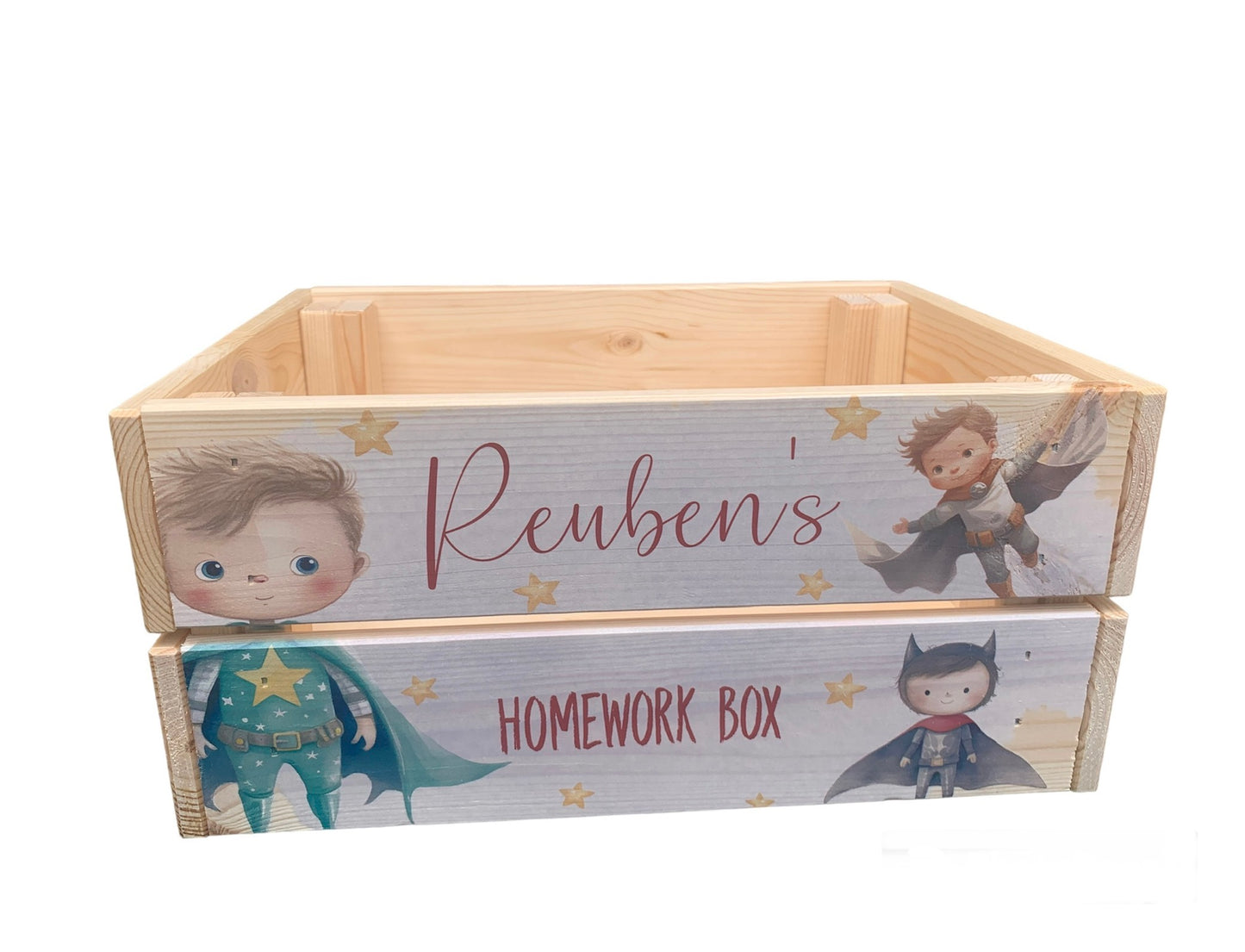 Superhero wooden book crate