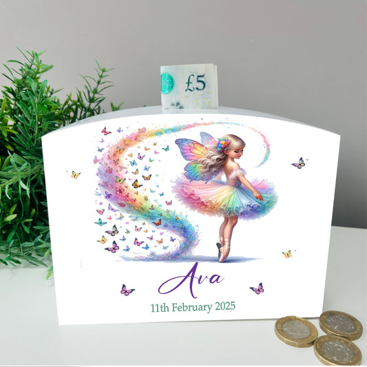 Rainbow ballerina money box