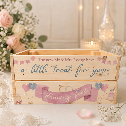 Dancing feet wedding crate