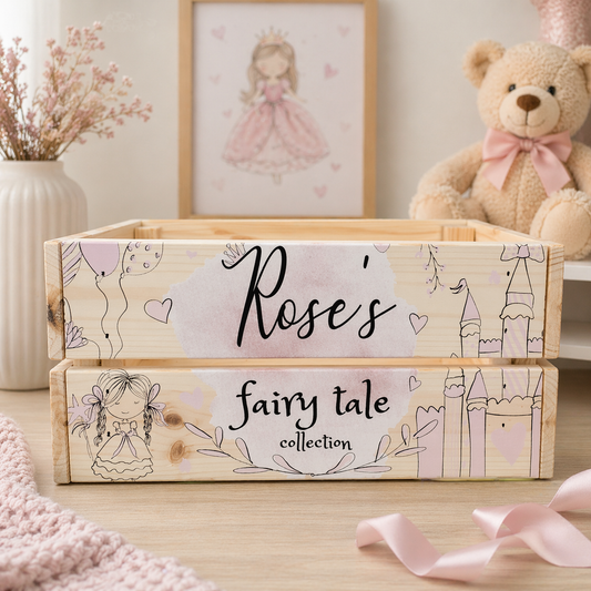 Fairytale wooden book crate