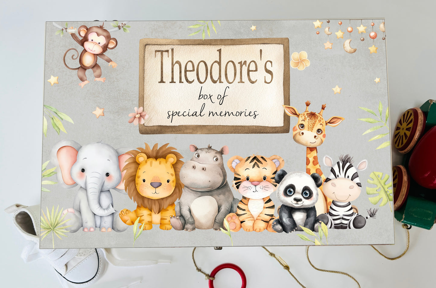 Safari animal group keepsake box