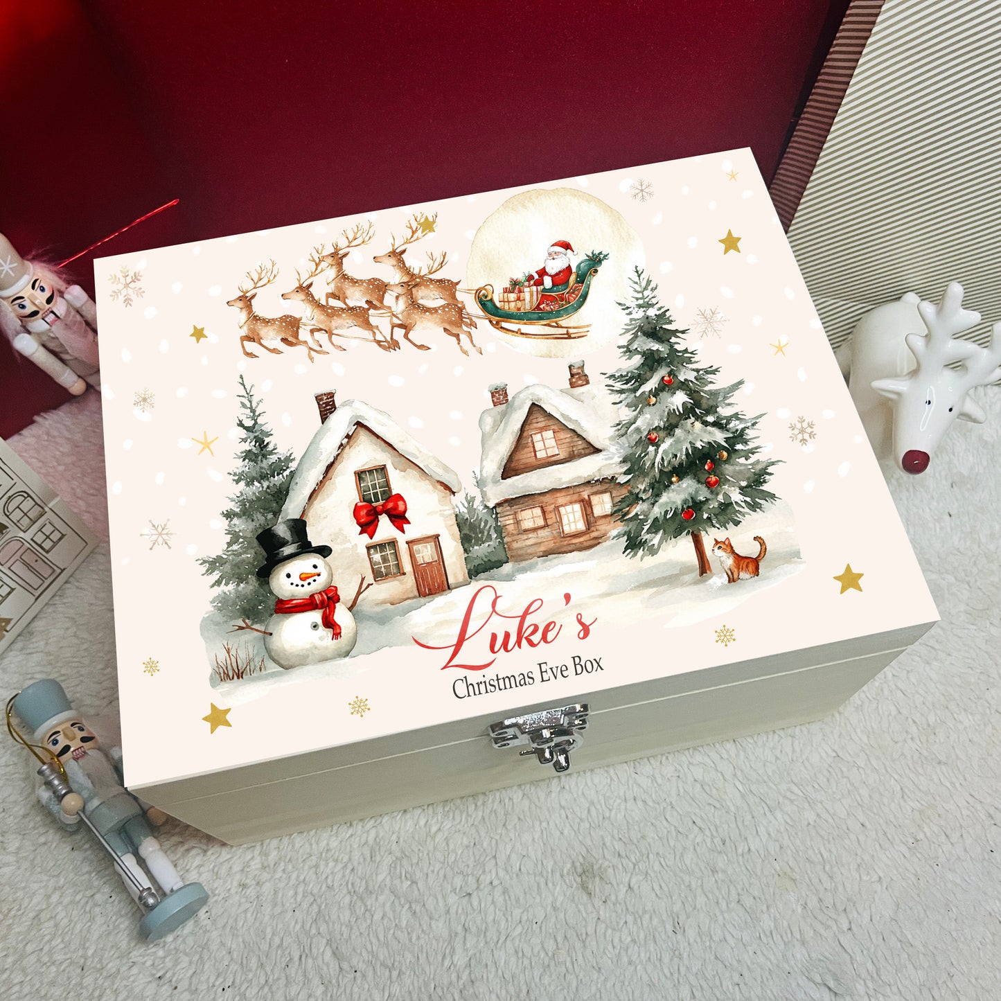 Santa Sleigh and Reindeer scene Box