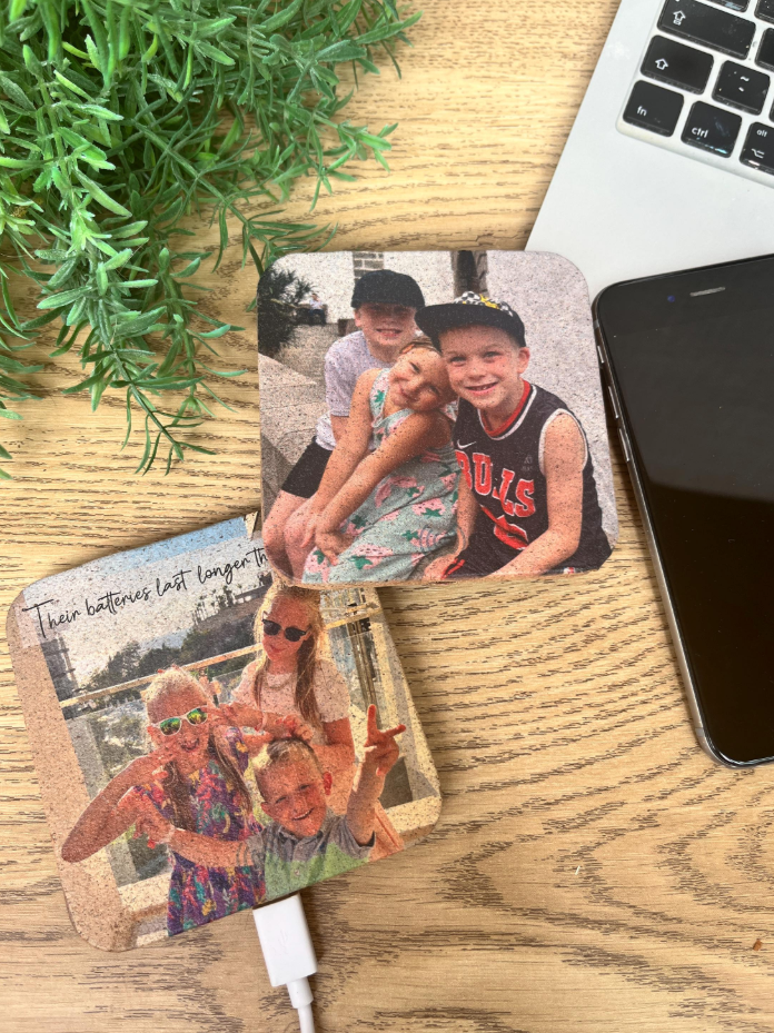 Personalised Square Bamboo Wireless Phone Charging Pad / Charger