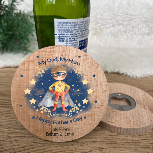 Personalised Father's Day 2 in 1 bottle opener and drinks coaster / mat
