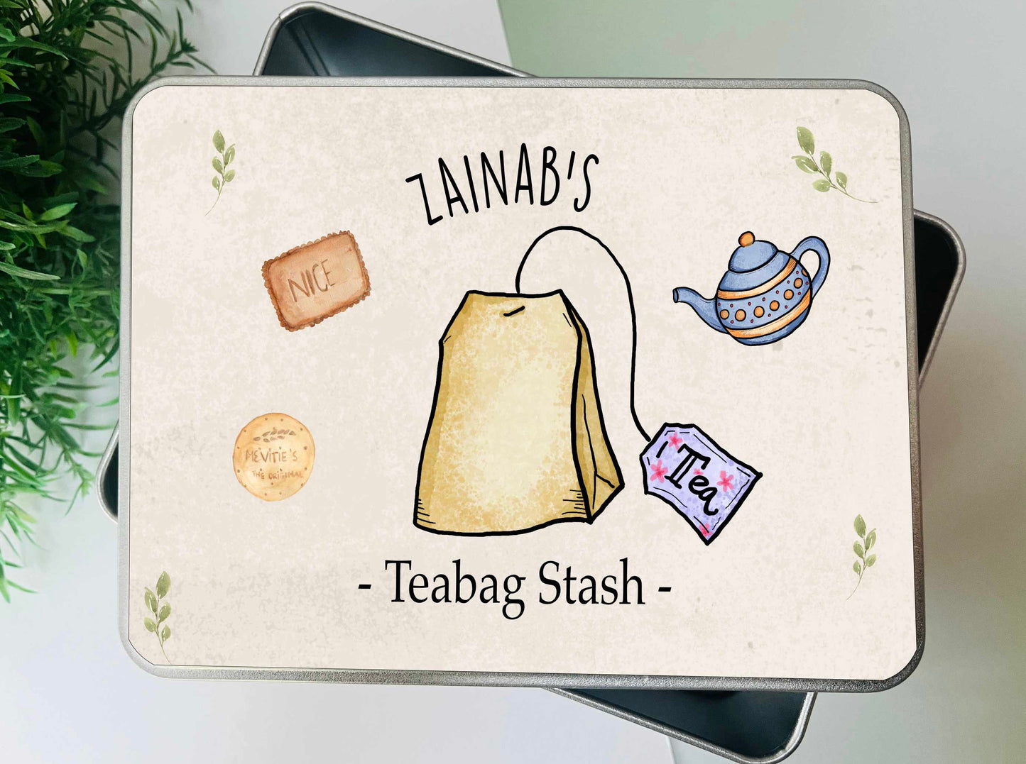 Tea bag stash tin