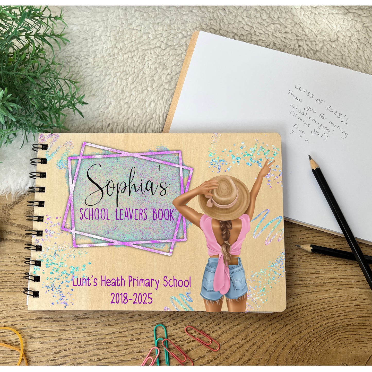 Girls Purple School leavers scrapbook notepad