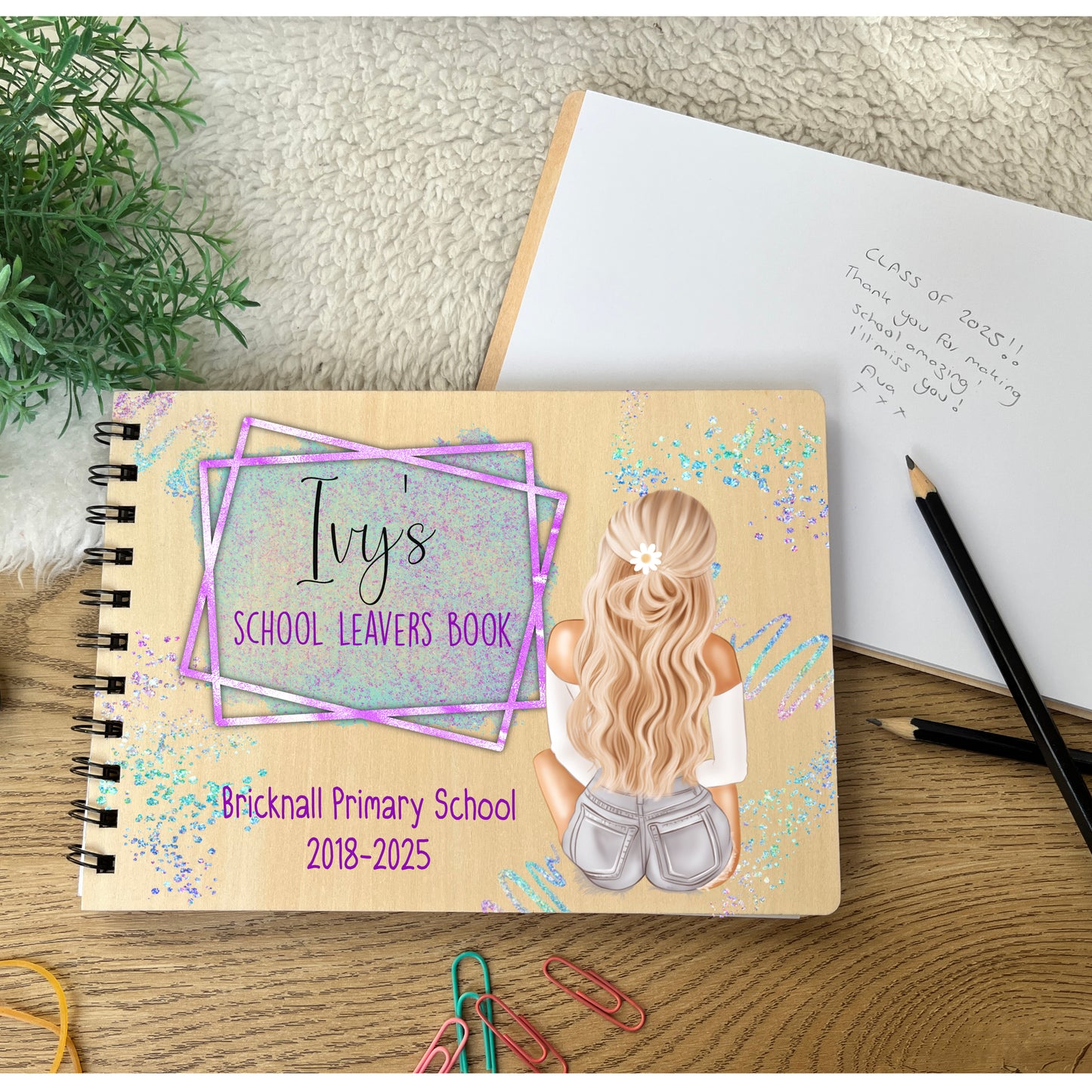 Girls Purple School leavers scrapbook notepad