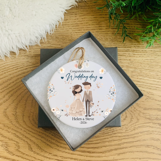 Wedding couple ceramic ornament