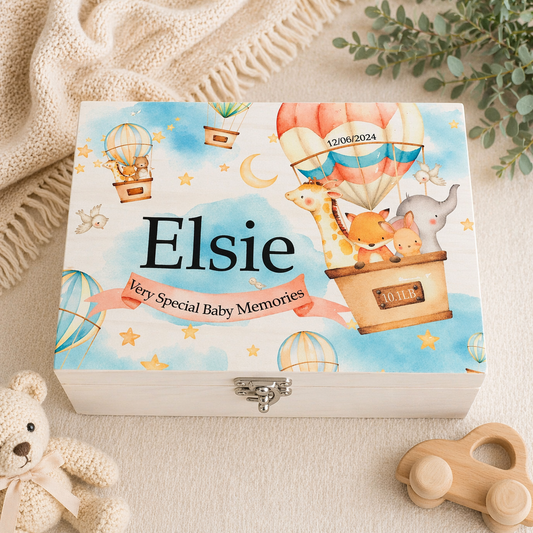 Jungle hot air balloon keepsake box