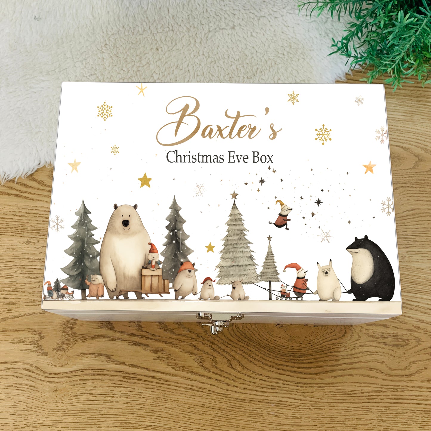 Christmas Woodland Animal Luxury White Christmas Box