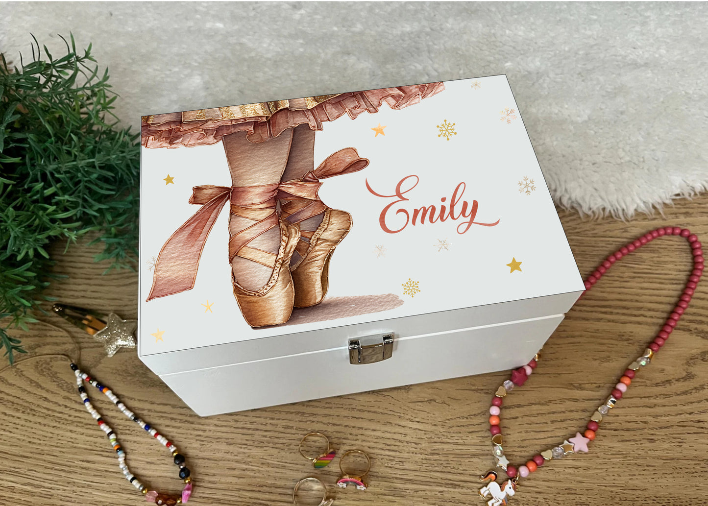 Ballet Shoes luxury white jewellery box with mirror