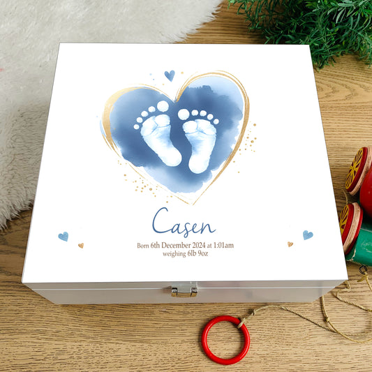 Baby footprint keepsake box