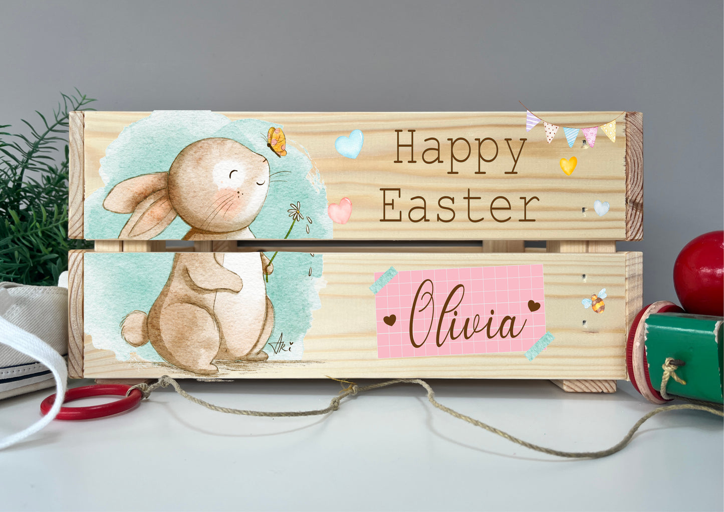 Cute rabbit family Easter crate