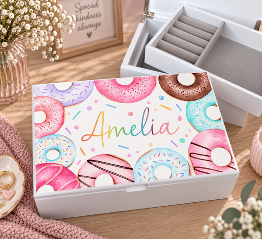 Donut luxury white jewellery box with removable compartment