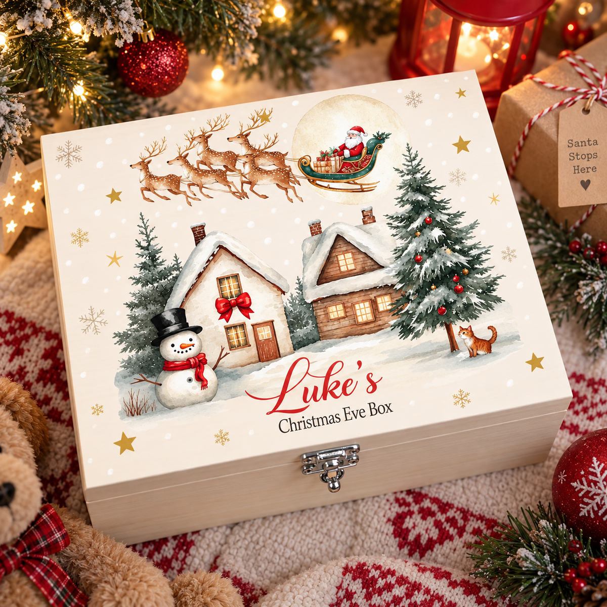 Santa Sleigh and Reindeer scene Box