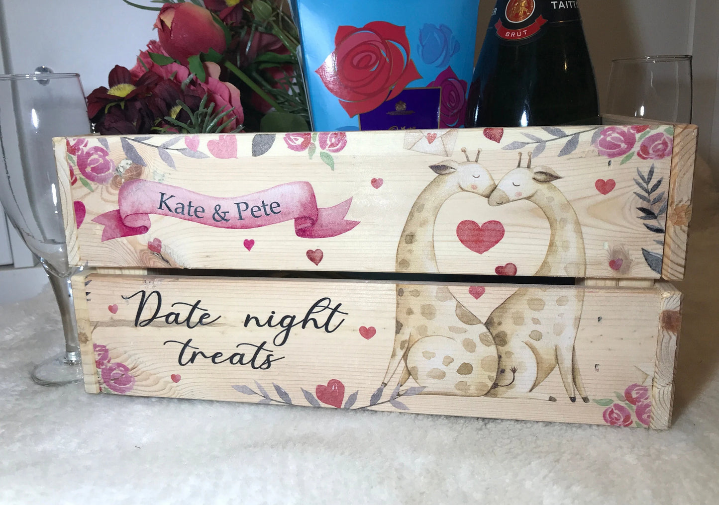 Date Night wooden book crate