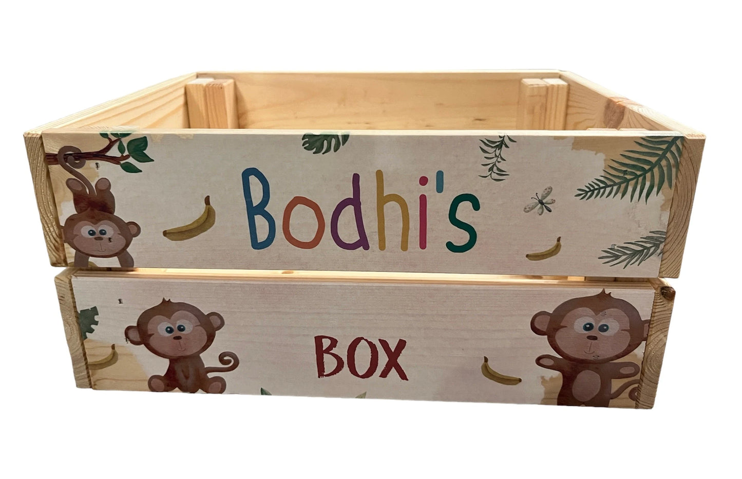 Monkey wooden book crate