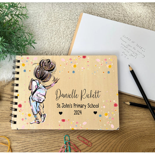 Girl wooden school leavers scrapbook