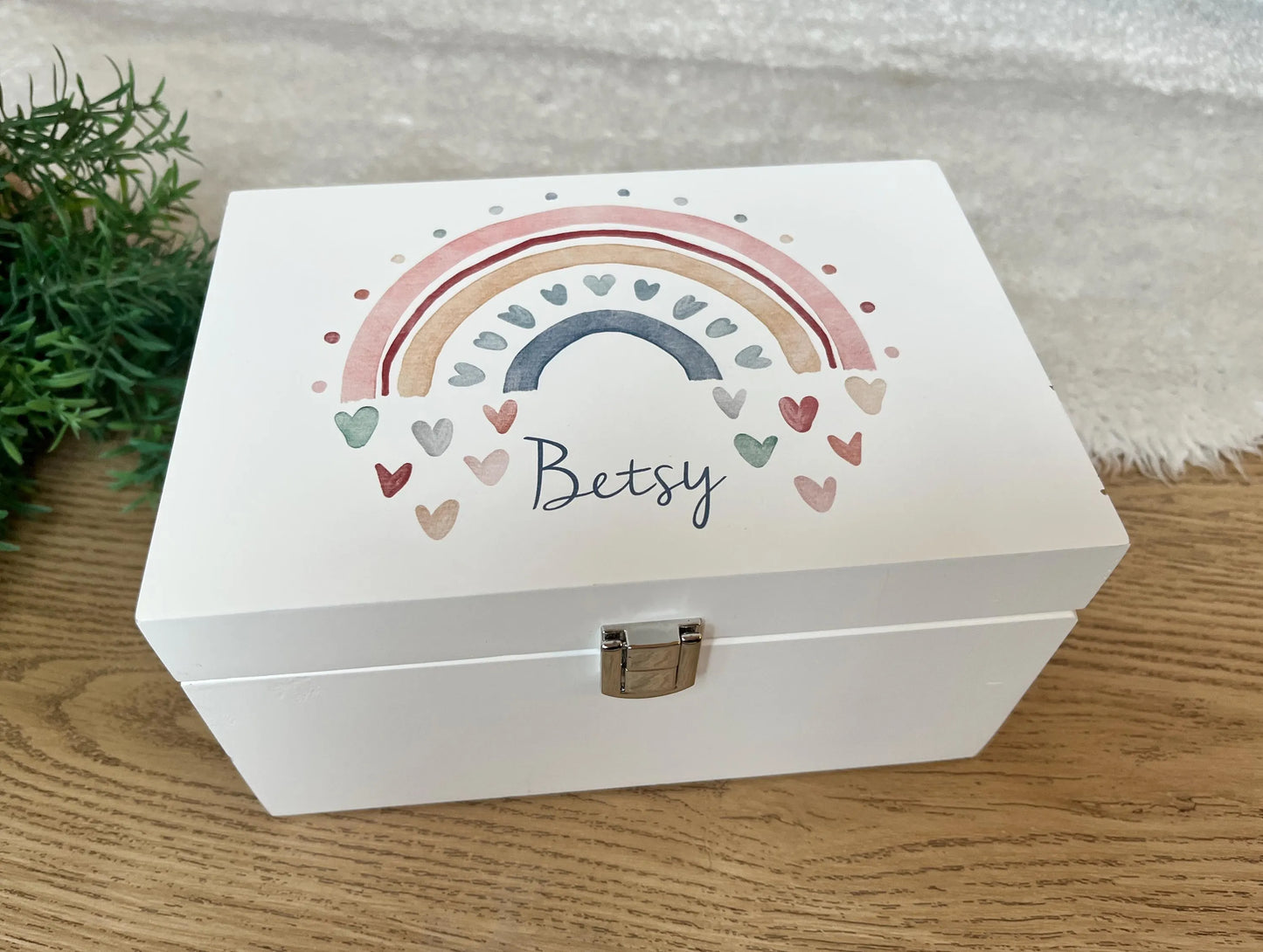 Rainbow luxury white jewellery box with mirror