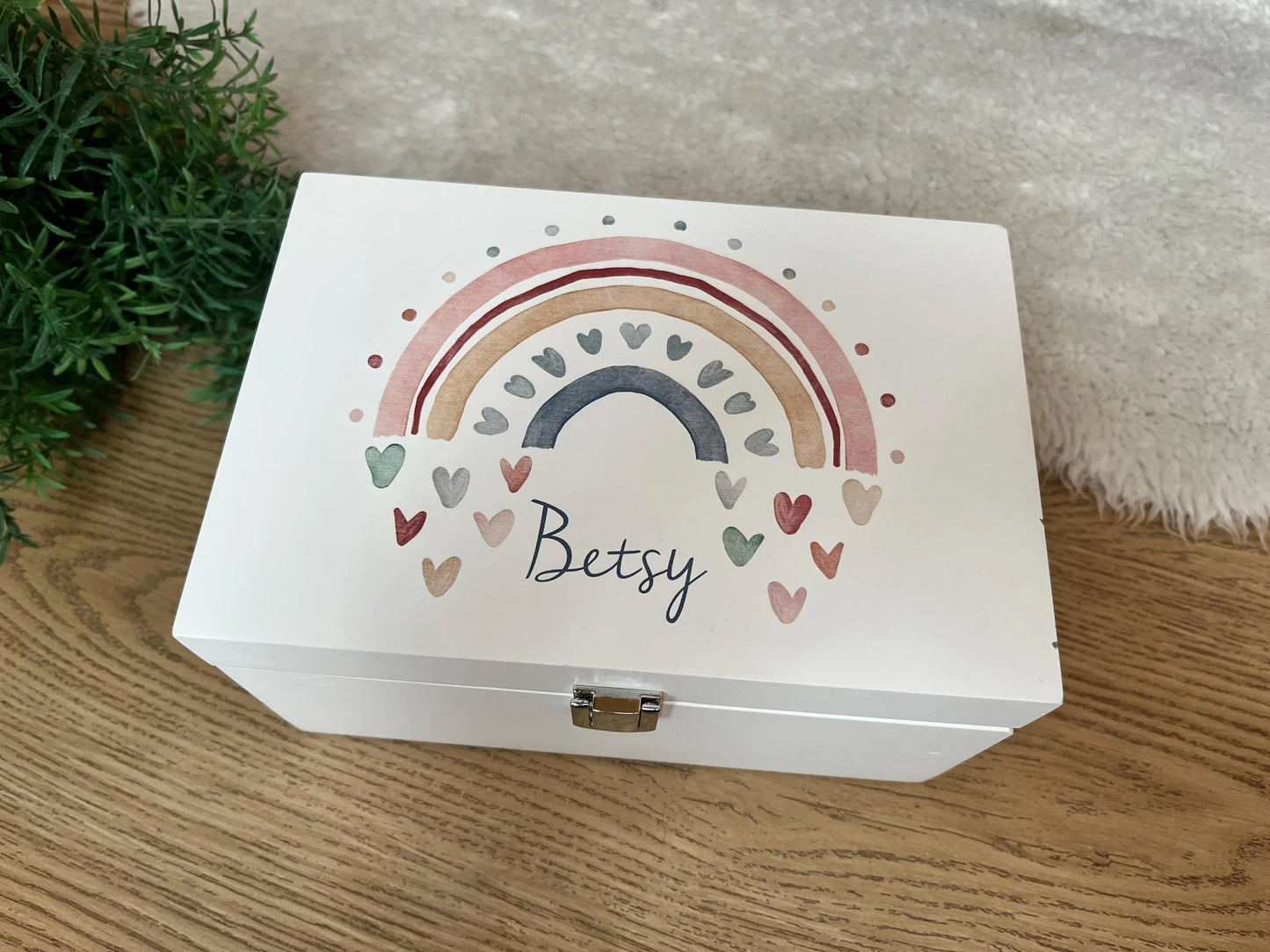 Rainbow luxury white jewellery box with mirror