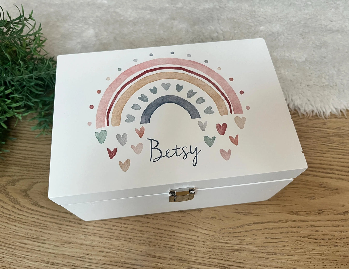 Rainbow luxury white jewellery box with mirror