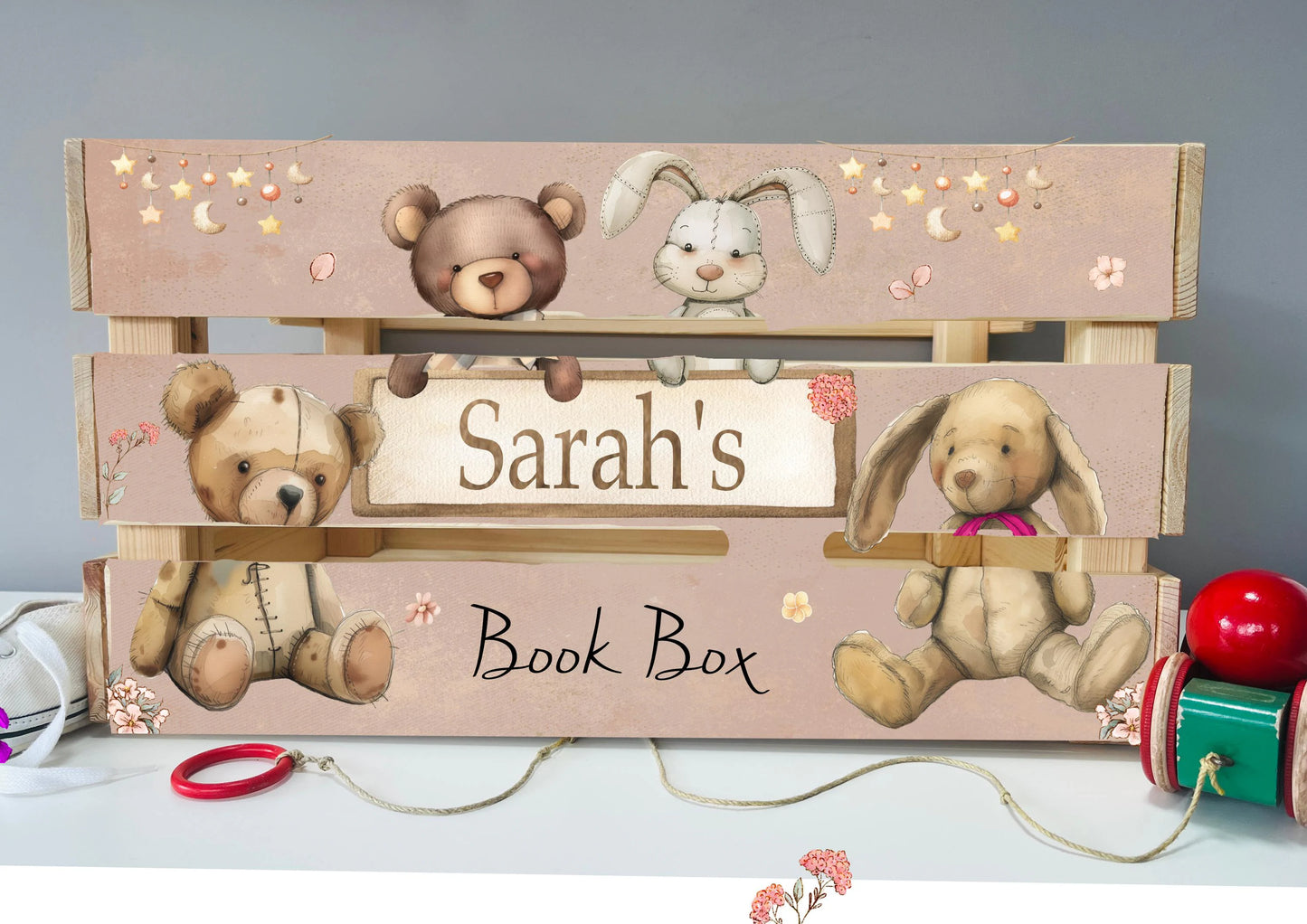 Cute Rabbit and Bear book crate