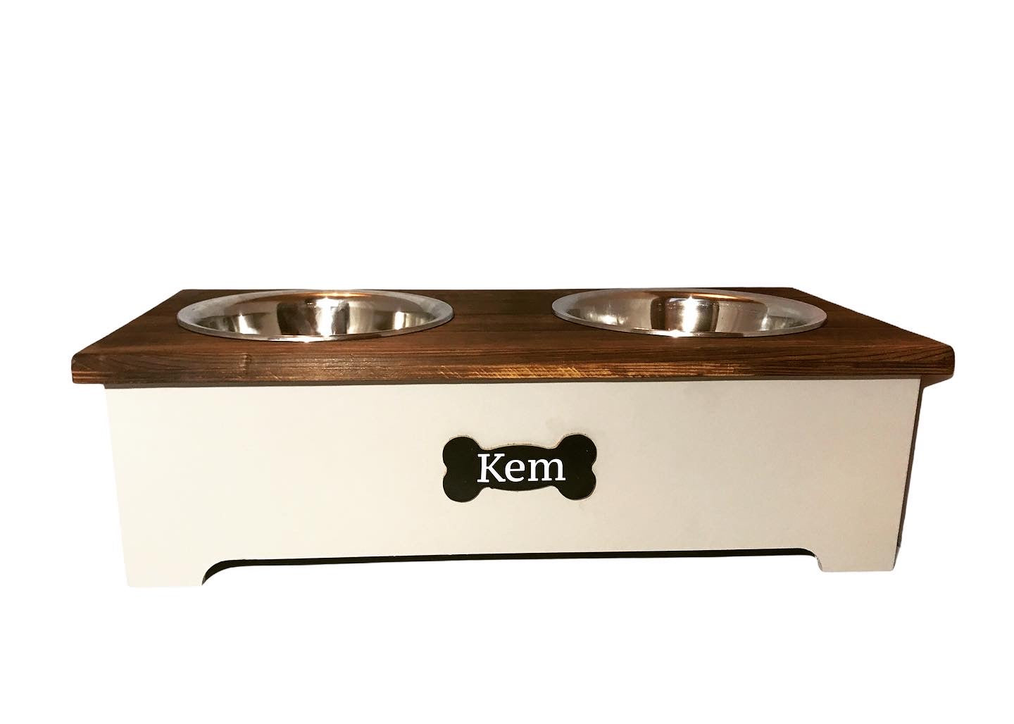 Personalised wooden pet stand / pet bowls - Large