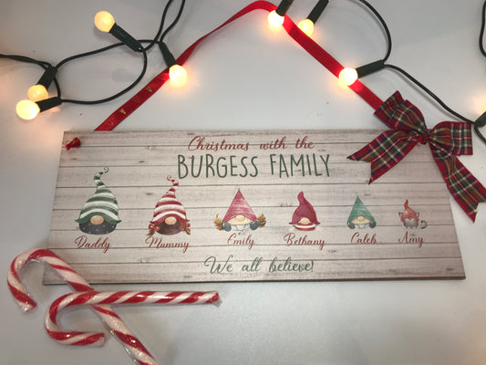 Gnome Family Christmas Sign