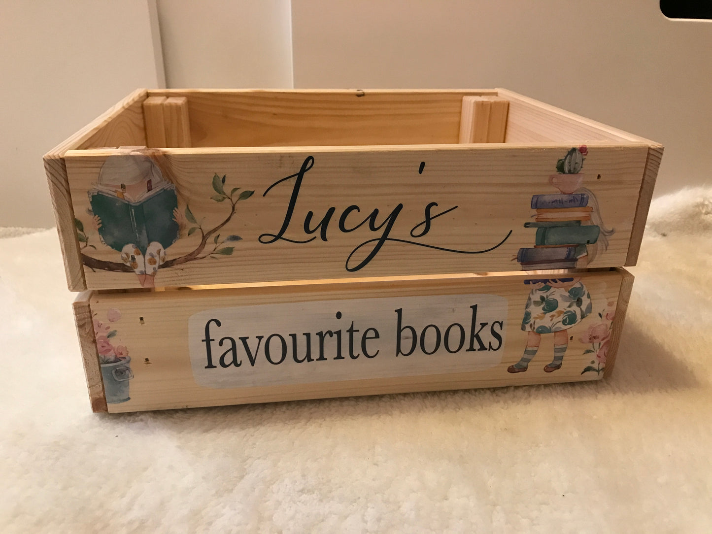 Favourite books personalised crate