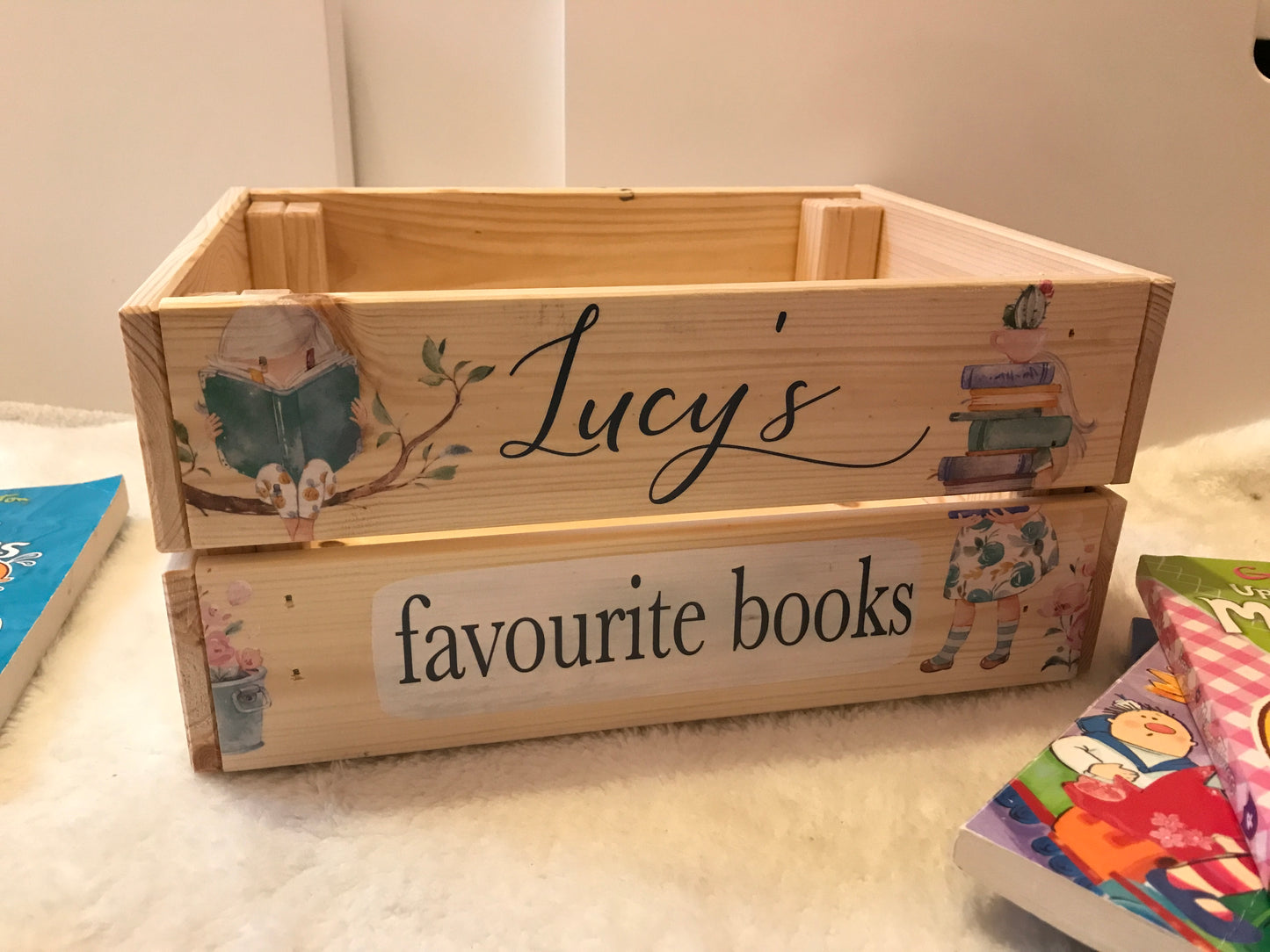 Favourite books personalised crate