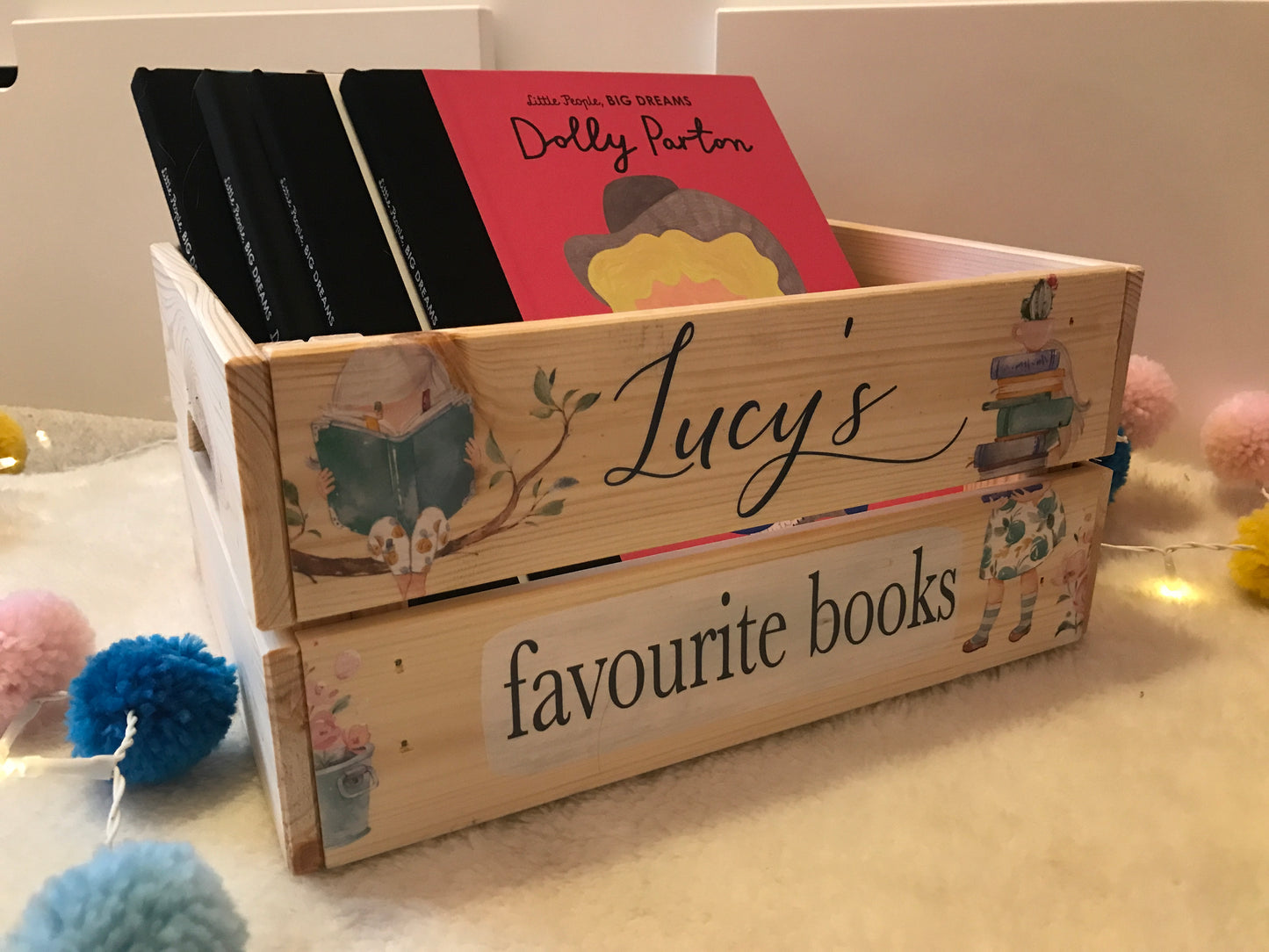 Favourite books personalised crate