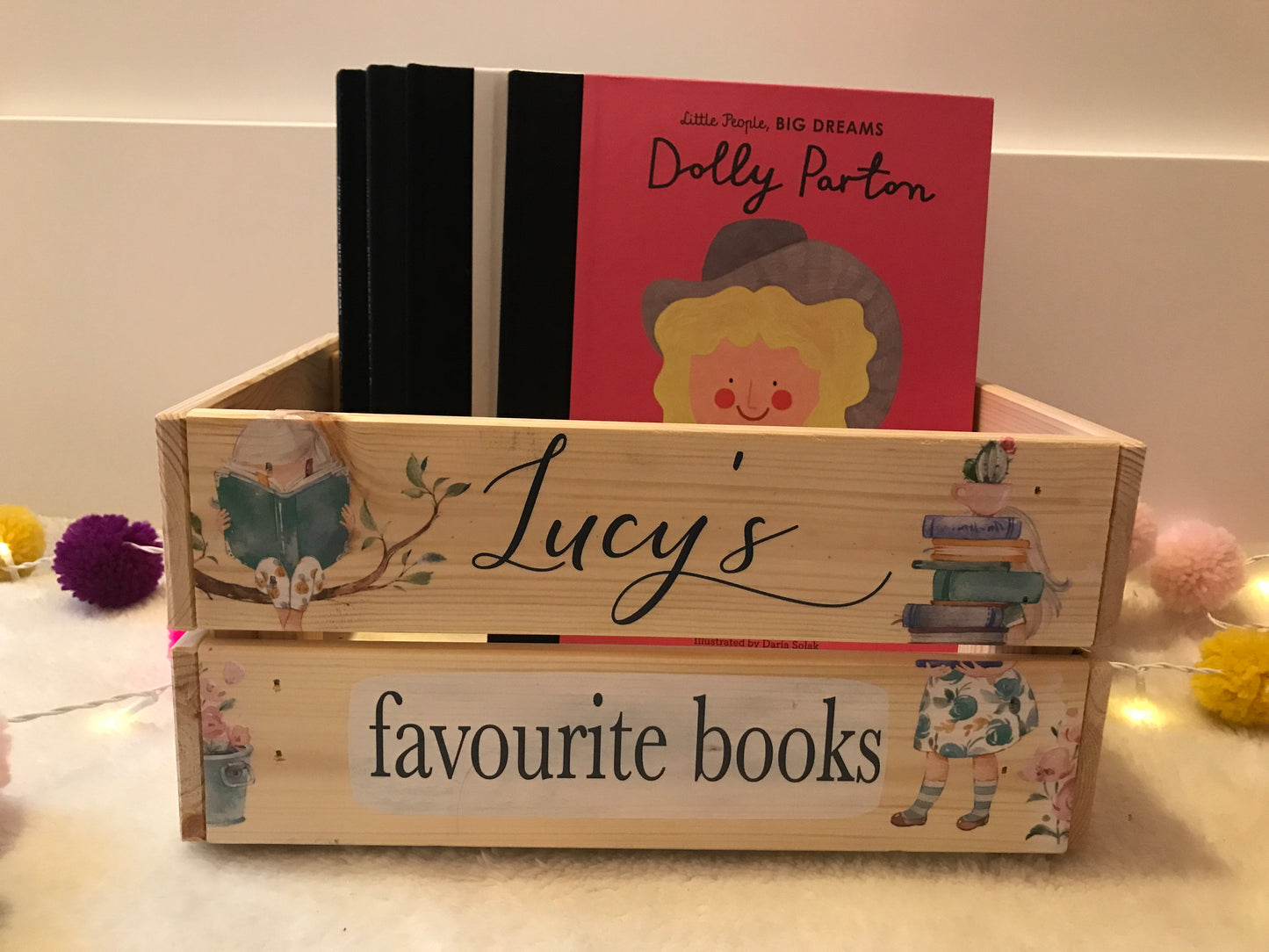 Favourite books personalised crate