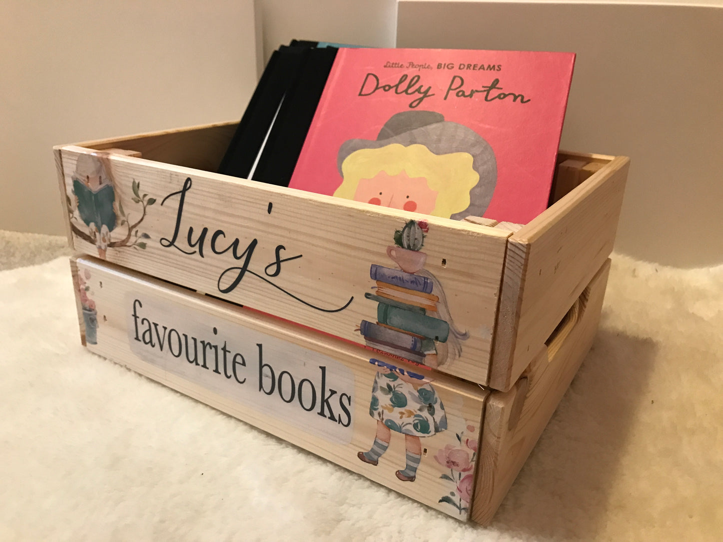 Favourite books personalised crate