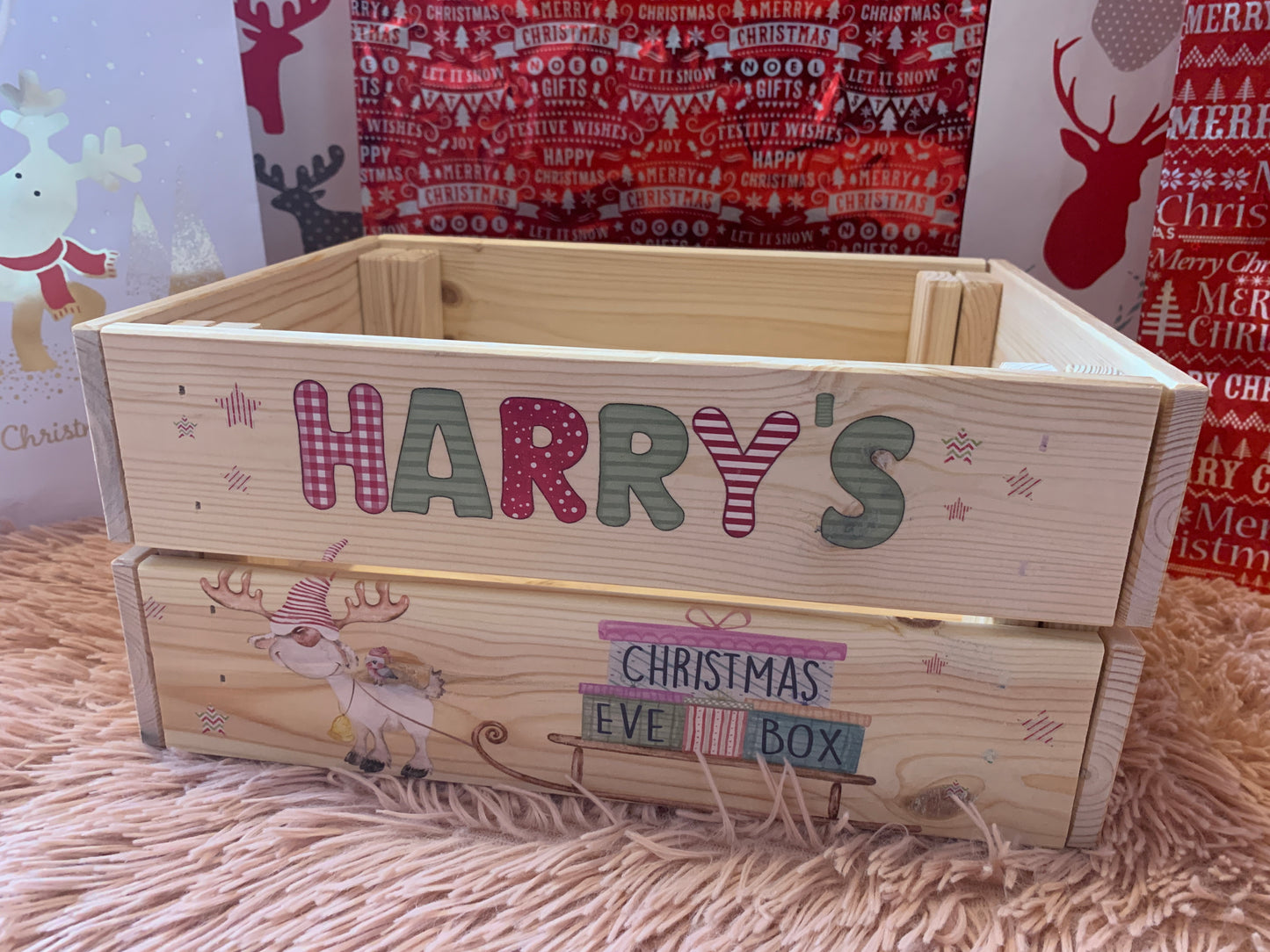 Reindeer Sleigh Christmas Eve Crate