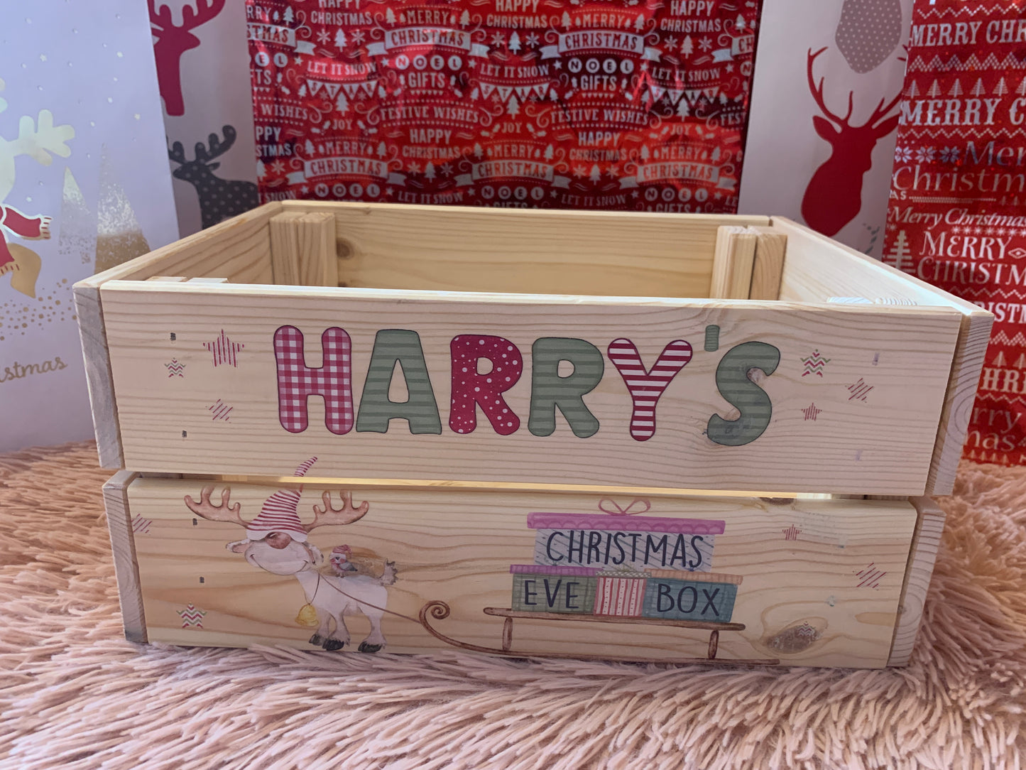 Reindeer Sleigh Christmas Eve Crate