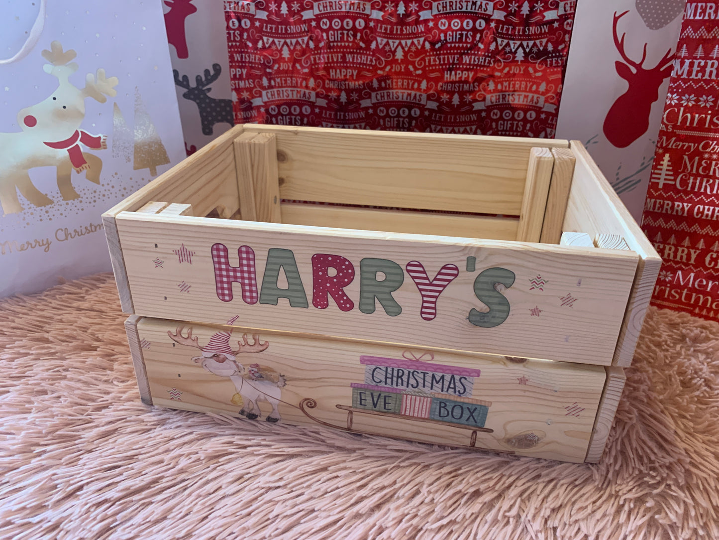 Reindeer Sleigh Christmas Eve Crate