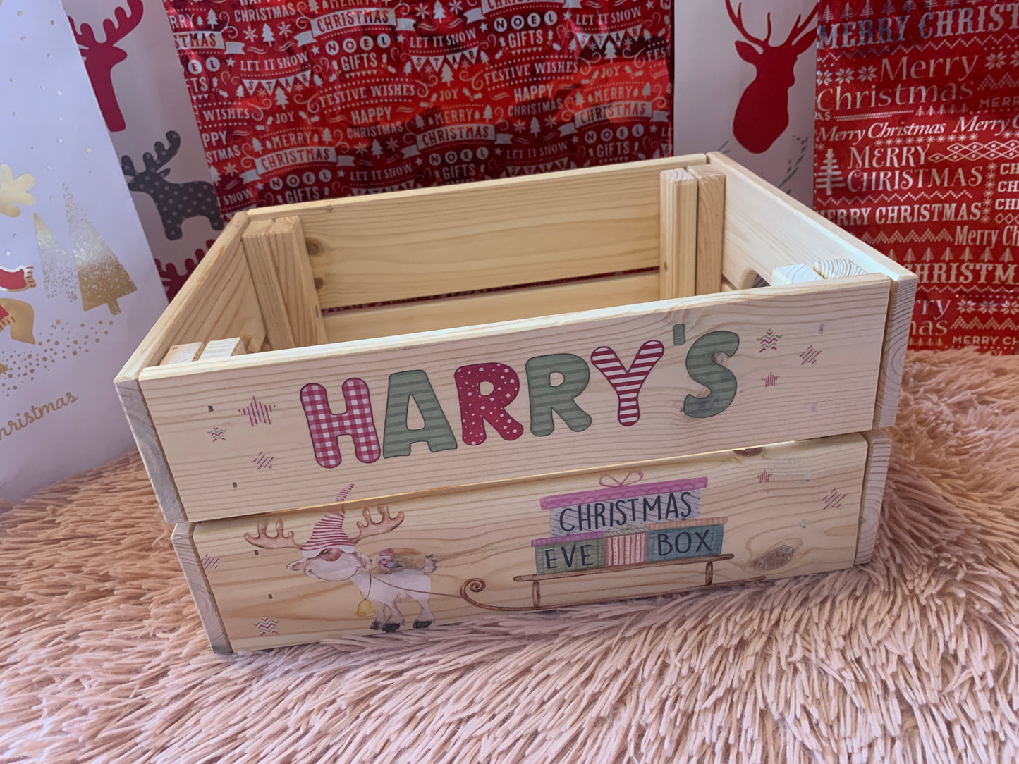 Reindeer Sleigh Christmas Eve Crate