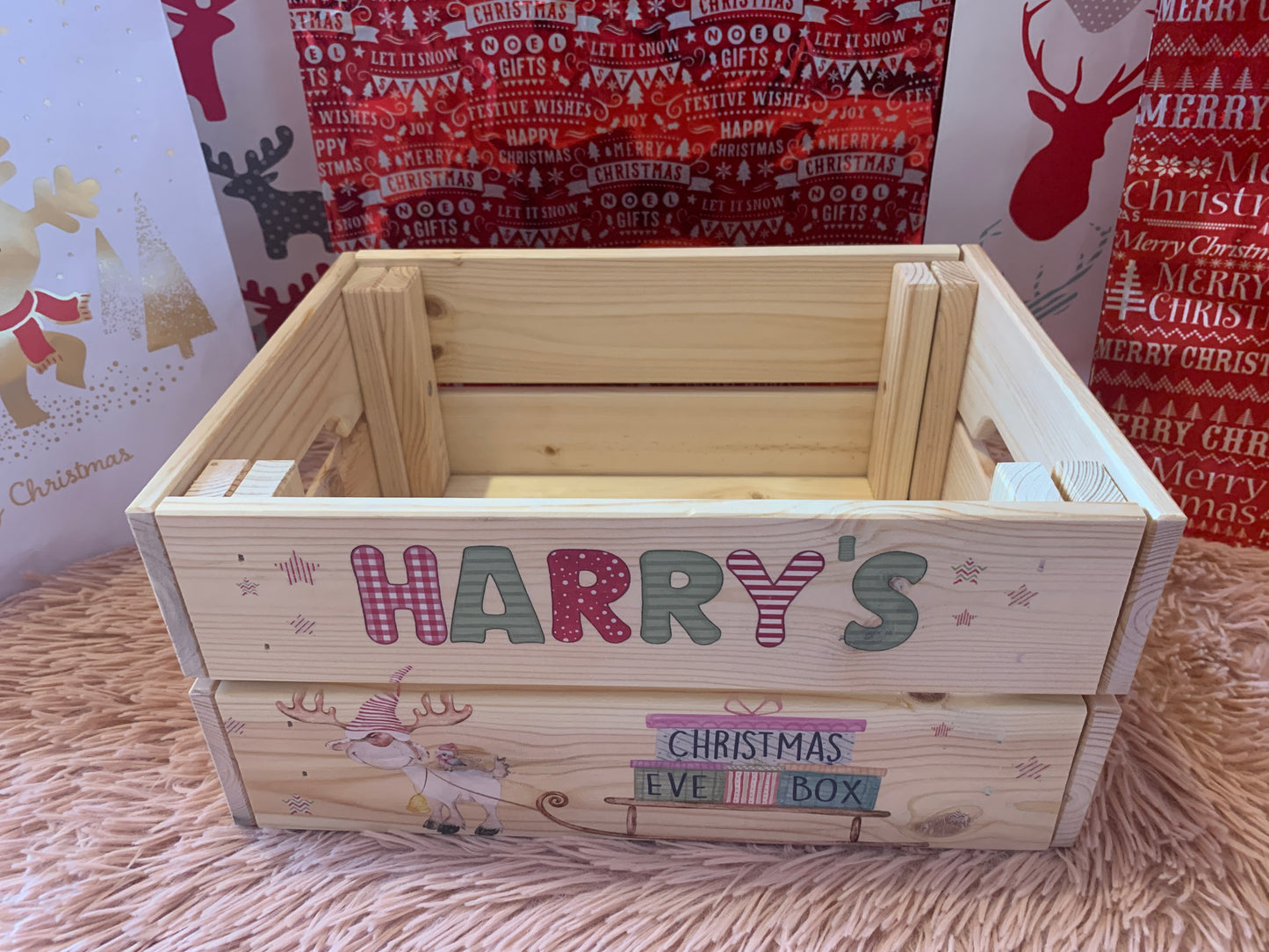 Reindeer Sleigh Christmas Eve Crate