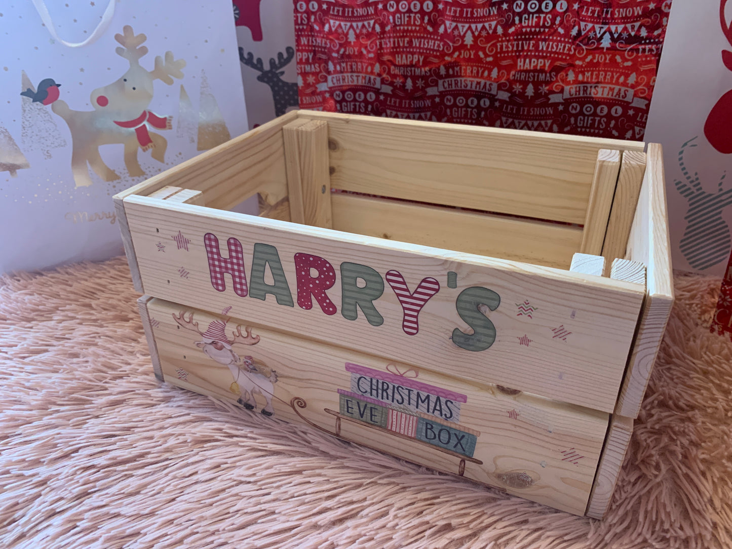 Reindeer Sleigh Christmas Eve Crate