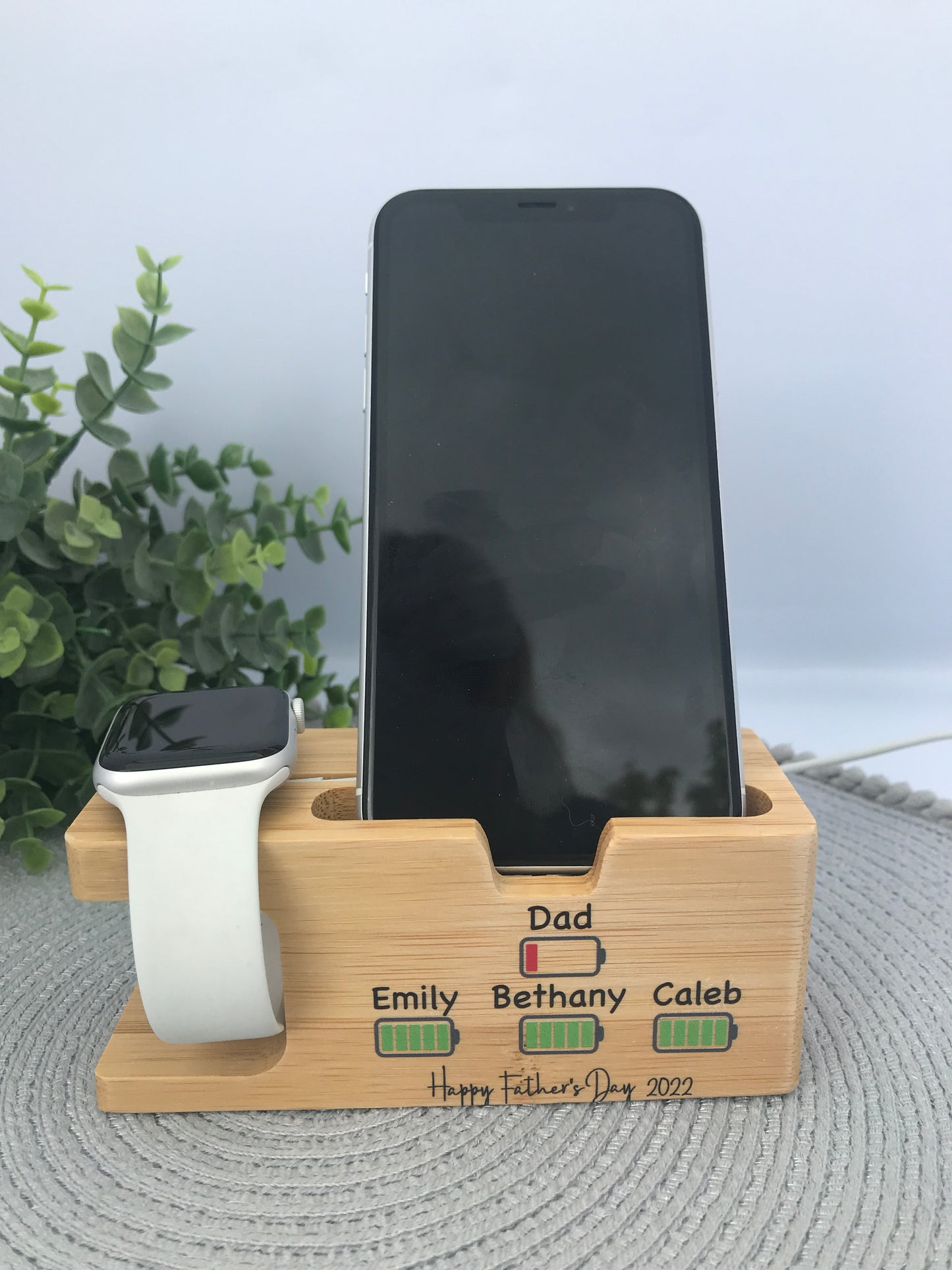 Bamboo phone and watch docking station