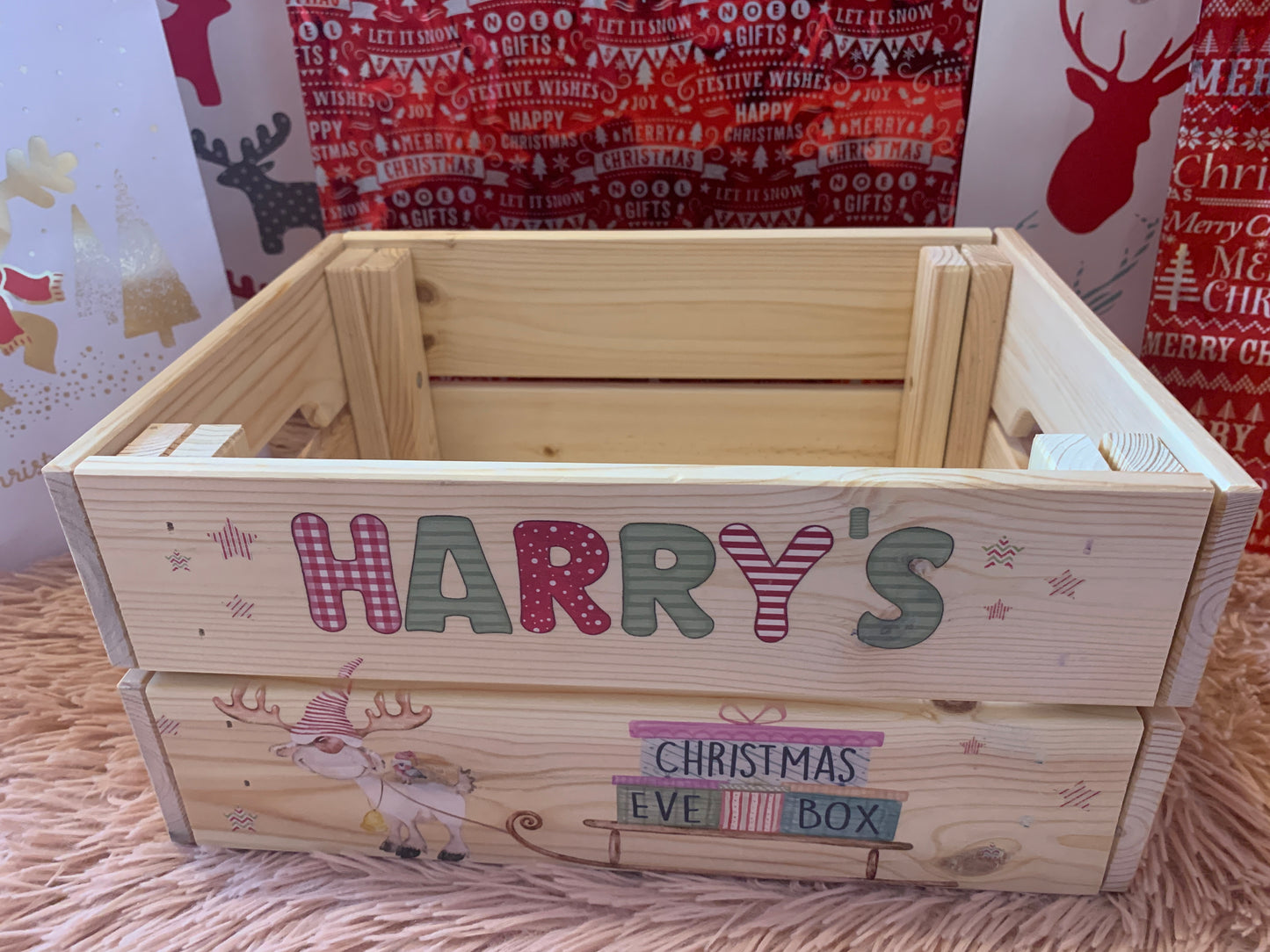 Reindeer Sleigh Christmas Eve Crate